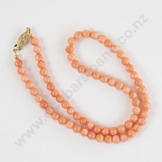 Victorian Single Strand Beaded Coral Necklace