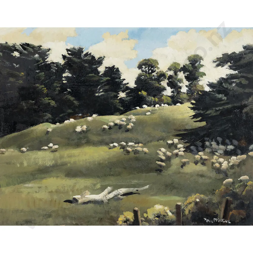 Peter McIntyre - Grazing Sheep - Wairarapa Image 1++