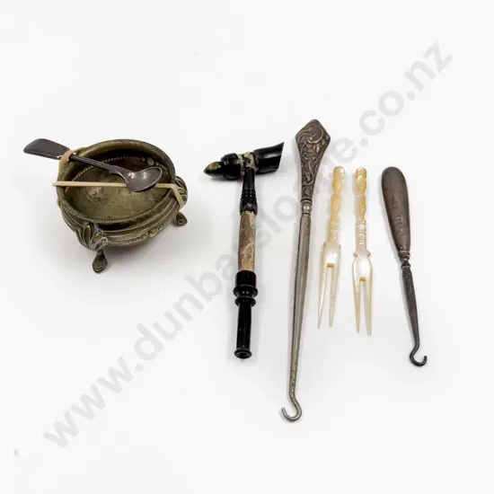 Two S/S Handled Button Hooks and Assorted