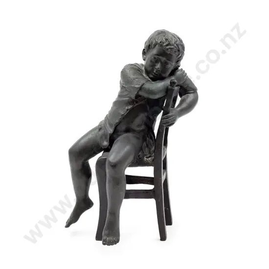 Bronze Figure of Boy on Chair