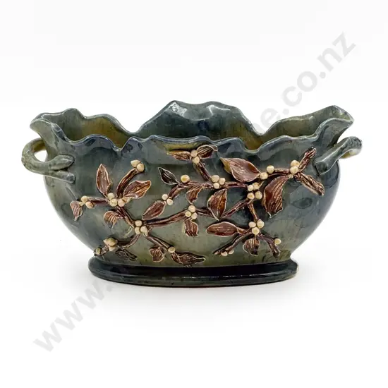 Glazed Floral Decorated Flower Trough Vase