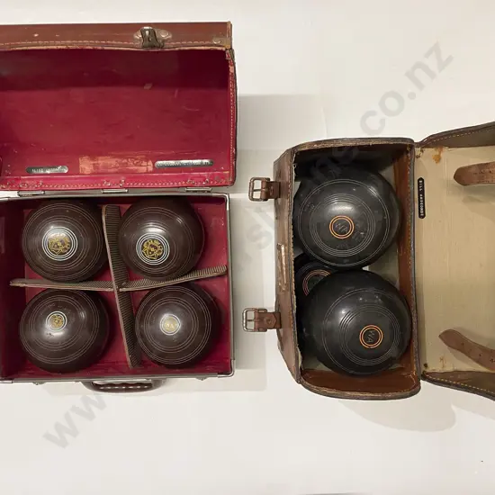 Cased Set of Lawn Bowls with Carpet Bowls