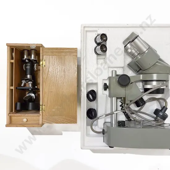 Large Microscope Together with Cased Smaller