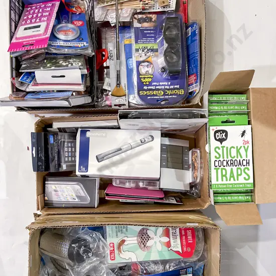 Three Cartons of Assorted As New Including Phone Cases