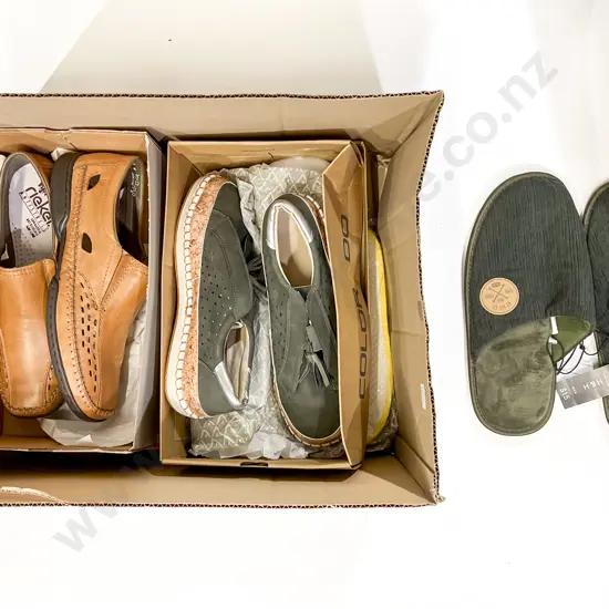 Three As New Pillow Protectors and Three Pairs of Assorted As New Casual Footwear