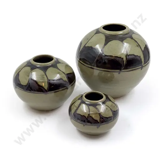 Graduated Set of Three Pottery Vases