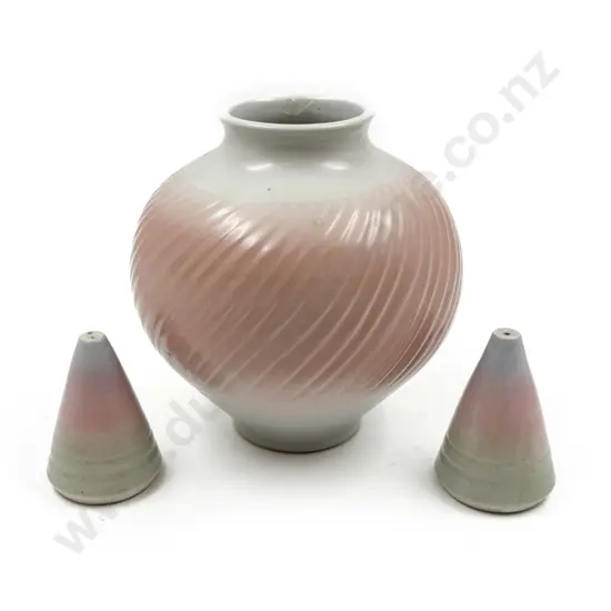Pottery Vase with Pottery Salt and Pepper