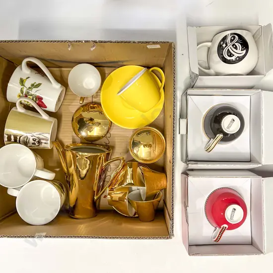 Box of Assorted Modern Tea Ware