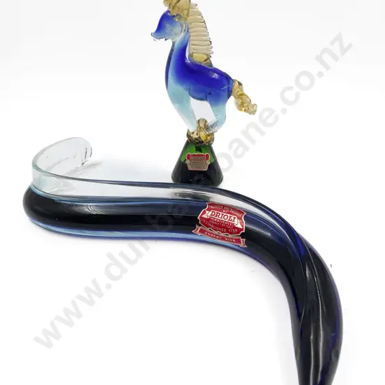 Boxed Drioli Murano Cherry Wine Decanter (Faults) with Drioli Eel Form Decanter