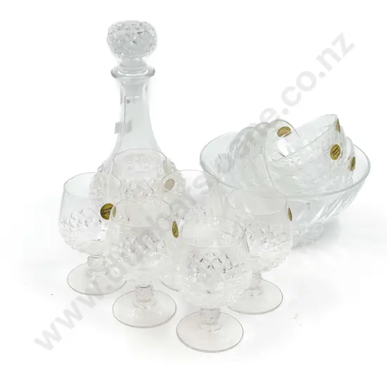 Crystal Decanter with Six Brandy Balloons and Dessert Set