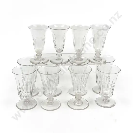 12 Victorian Faceted Cordial Glasses