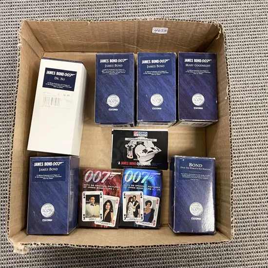 James Bond 007 Corgi Six Character Figures and Two Packs of Playing Cards