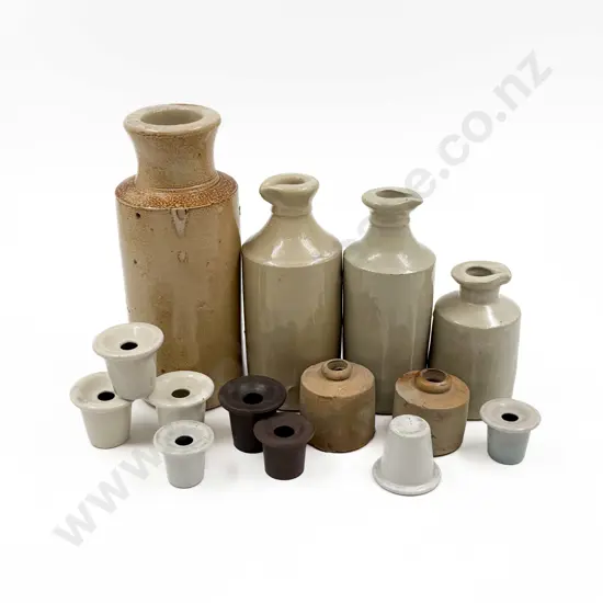 Qty of Assorted Stoneware Ink Bottles Etc