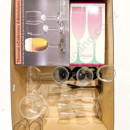 Qty of Assorted Boxed and Loose Glassware