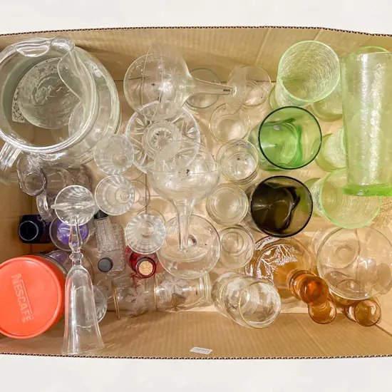 Box of Assorted Glassware