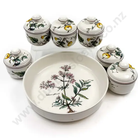 Villeroy & Boch "Botanica" Pattern - Serving Bowl with 6 Condiment Jars