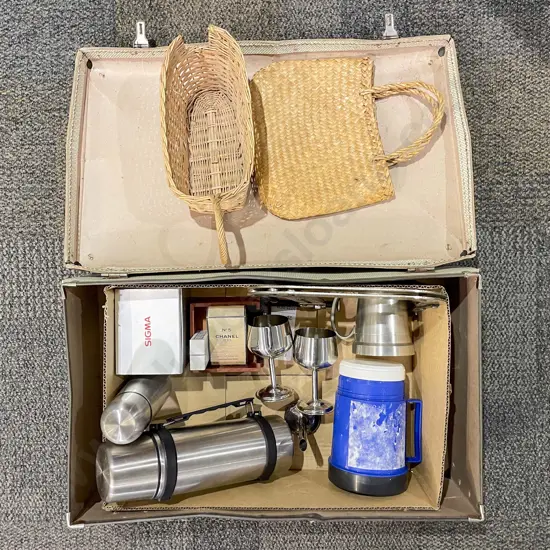 Suitcase Qty of Assorted Including Woven Bag and Basket etc *PLEASE NOTE PHOTO CHANGE