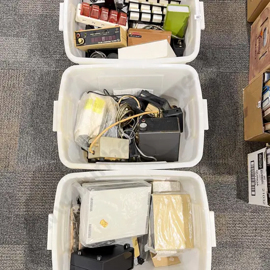 Three Tubs of Assorted Vintage Electronics