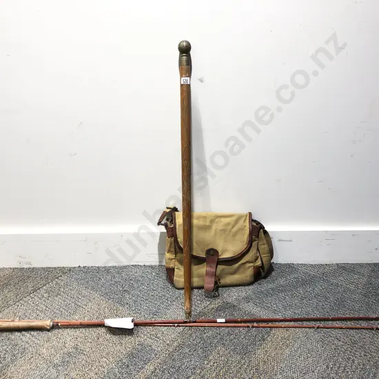 Fishing Rods With Bag and 2 Pce Pool Cue