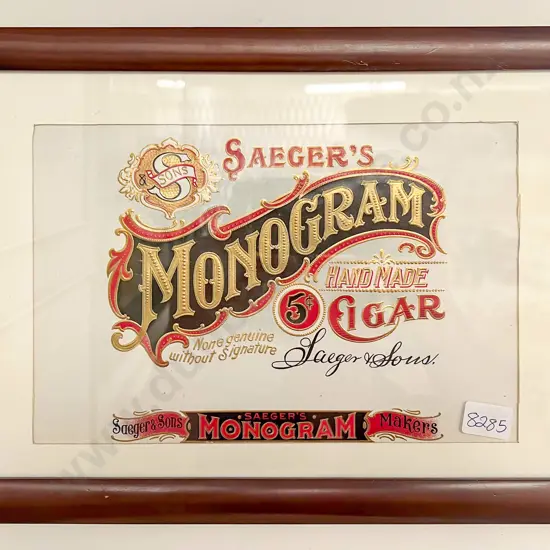 Vintage Seager's Embossed Monogram Cigar Advertising