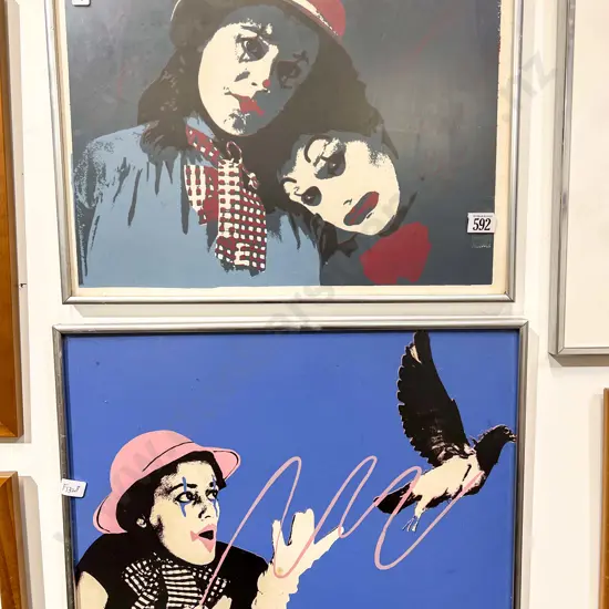 Two C1970's Reproduction Prints - Mimes