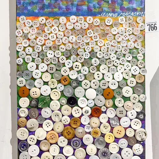 Jeanne MacCaskill - Button Sampler No I - Buttons & Mixed Media on Board