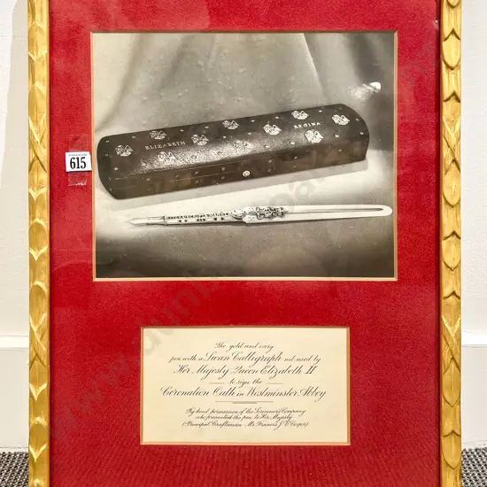 Framed QE II Coronation Memorabilia