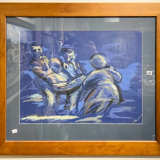 Indistinctly Signed Figural Pastel Work