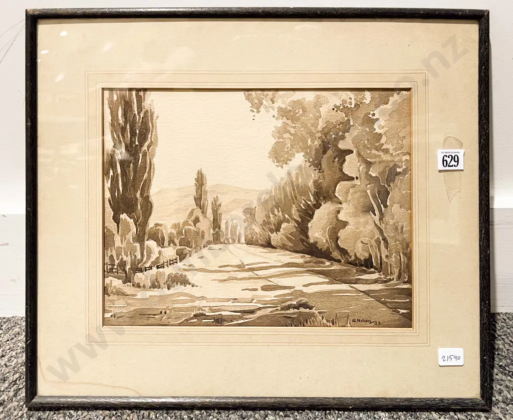 G Nelson - Sepia Landscape - Watercolour Image 1++
