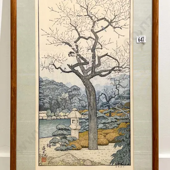 Plum Tree of the Friendly Garden by Toshi Yoshida - Woodblock Print