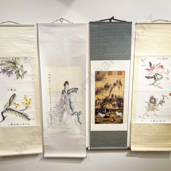 Four Assorted Hand Pianted Scrolls