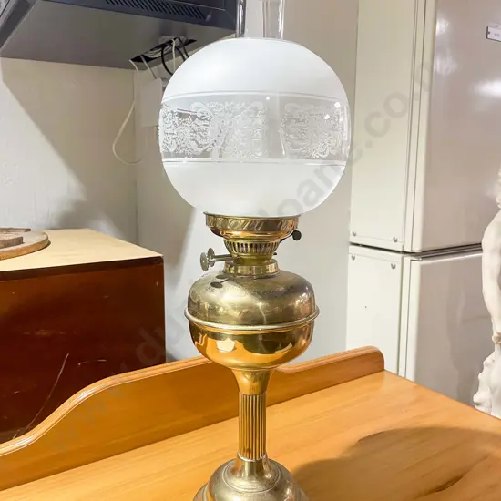 Kerosene Lamp with Frosted Glass Shade