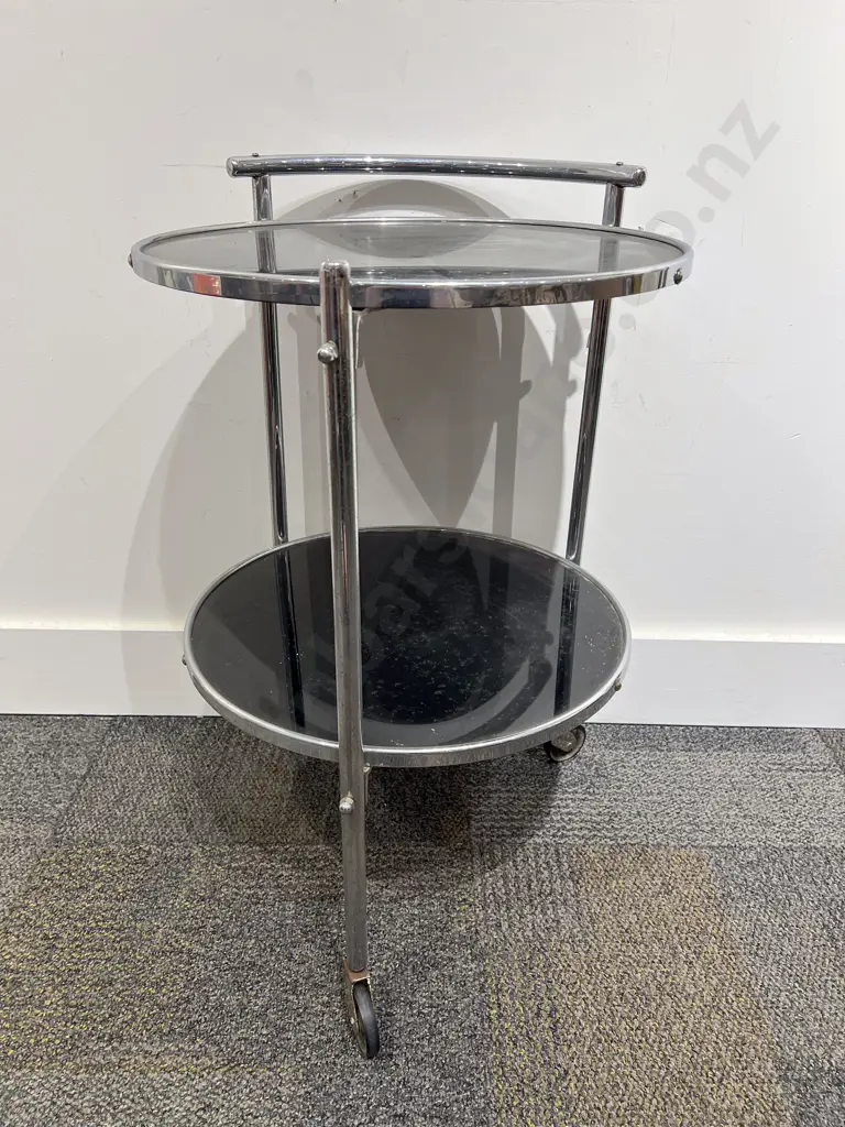 Art Deco Circular Chrome Tea Trolley Image 1++