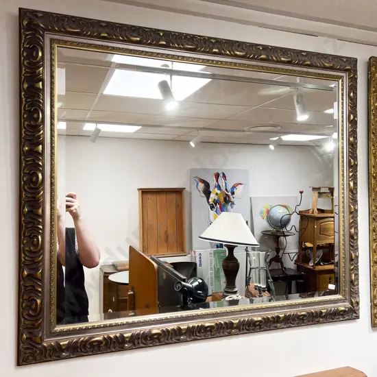 Large Decorative Gilt Framed Bevel Edge Wall Mirror