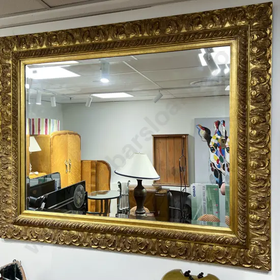 Large Decorative Gilt Framed Bevel Edge Wall Mirror