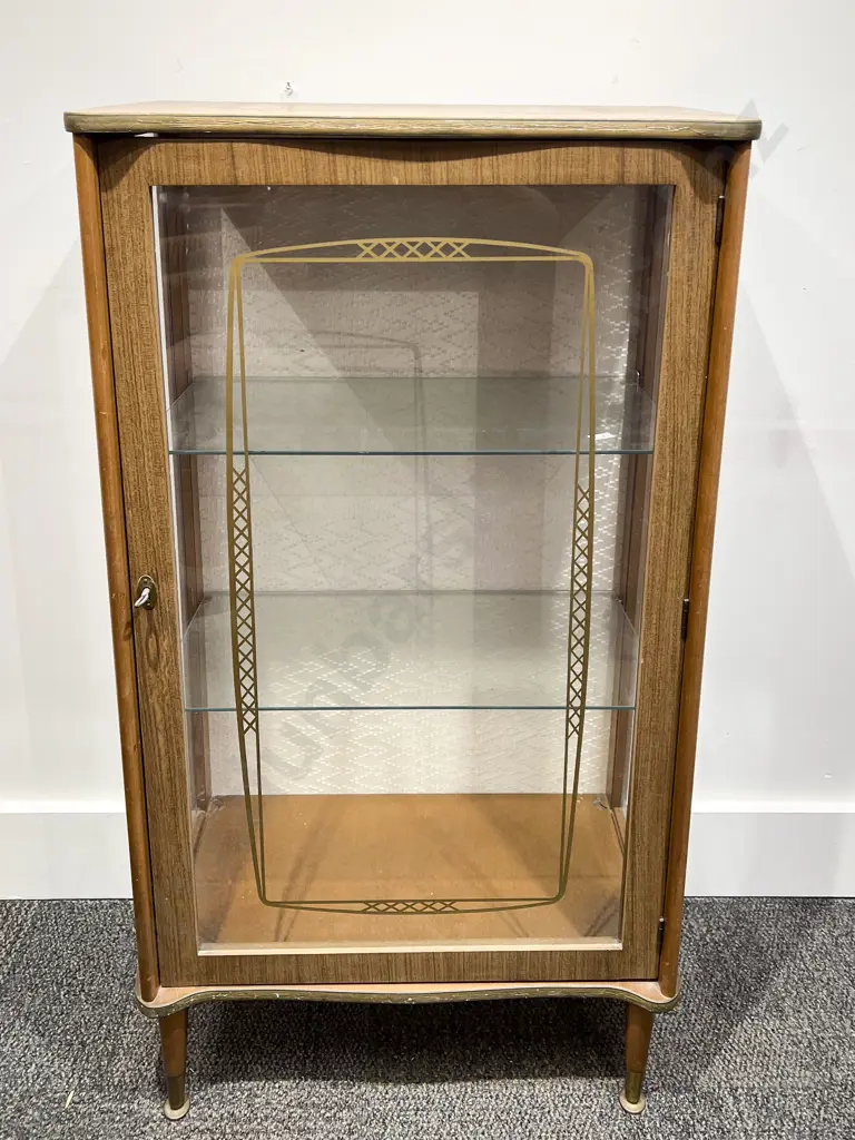 Mid Century Slender Glazed China Cabinet Image 1++