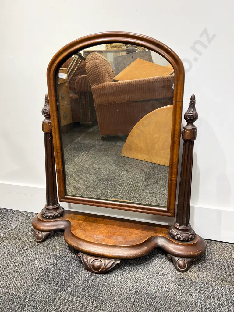 Victorian Burr Walnut Toilet Swing Mirror Image 1++
