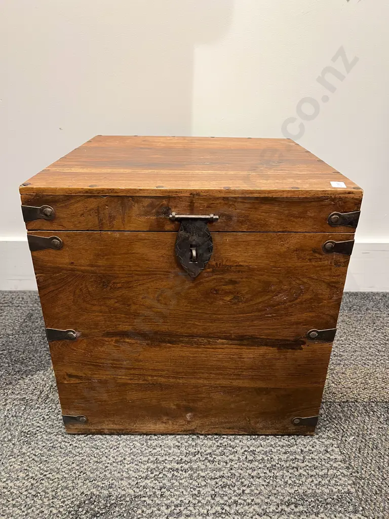 Brass Bound Asian Teak Storage Box Image 1++