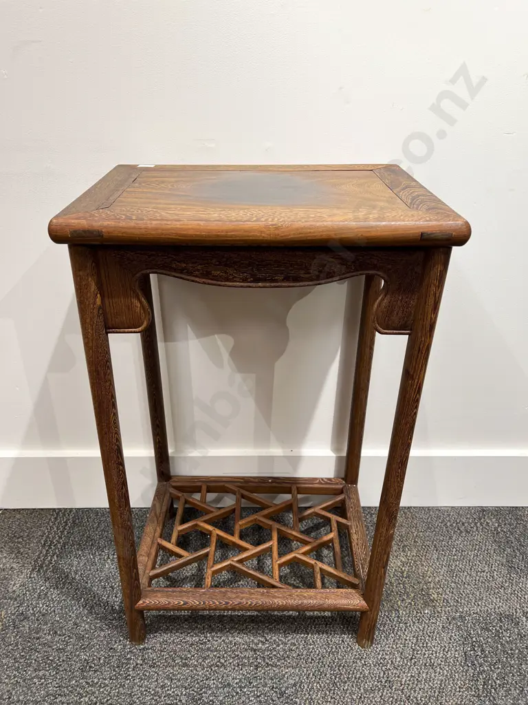 Chinese Plant Stand with Decorative Trellis Under Tier Image 1++