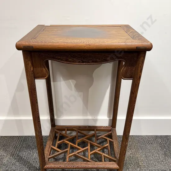 Chinese Plant Stand with Decorative Trellis Under Tier