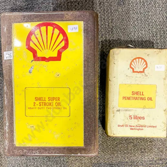Two Shell Oil Cans