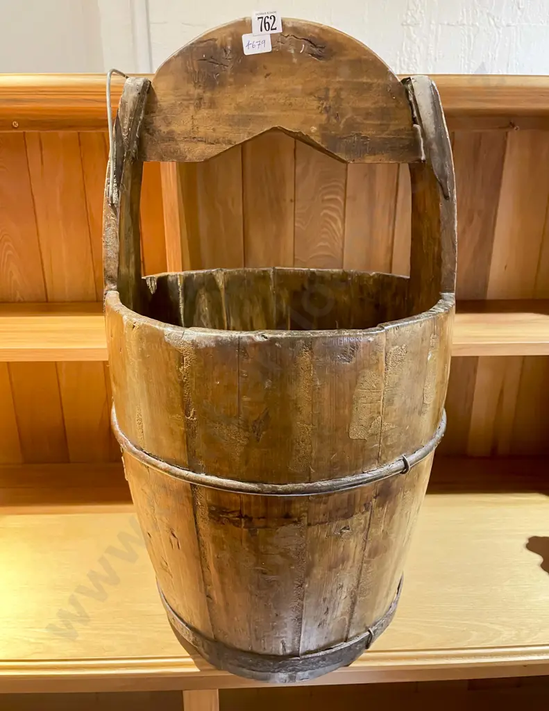 Antique Chinese Wooden Water Pail Image 1++