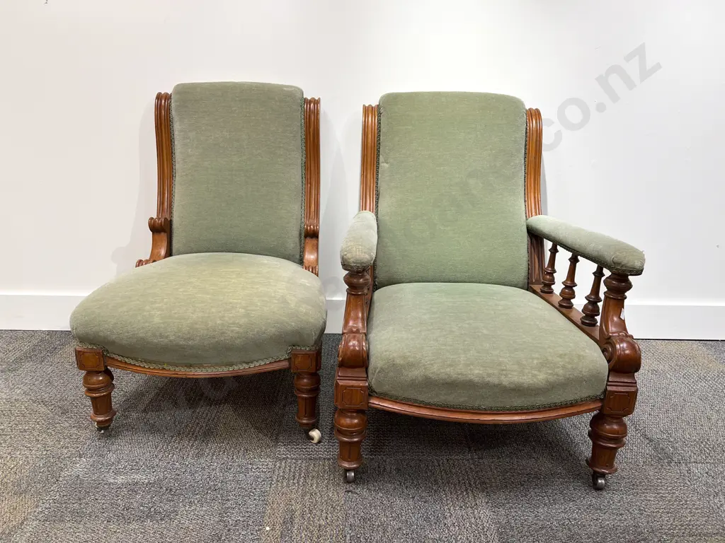 Victorian Grandfather & Grandmother Chairs Image 1++