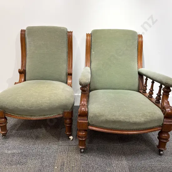 Victorian Grandfather & Grandmother Chairs