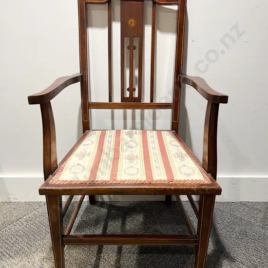 Edwardian Inlaid Open Armchair