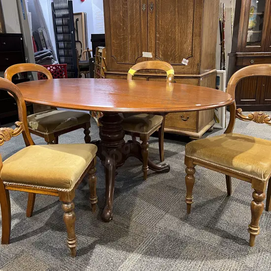Victorian Oval Loo Table & Four Balloon Back Chairs