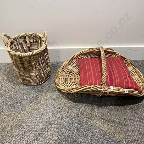 Wicker Flower Basket & Other