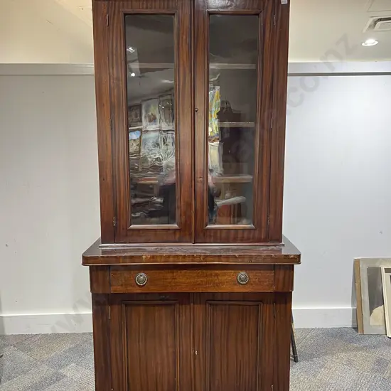 Victorian Mahogany Cabinet Bookcase of Neat Proportions