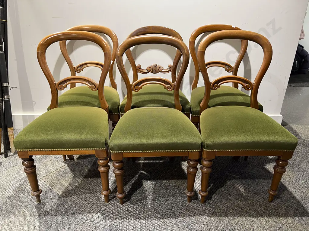 Set of Six Victorian Balloon Back Dining Chairs Image 1++