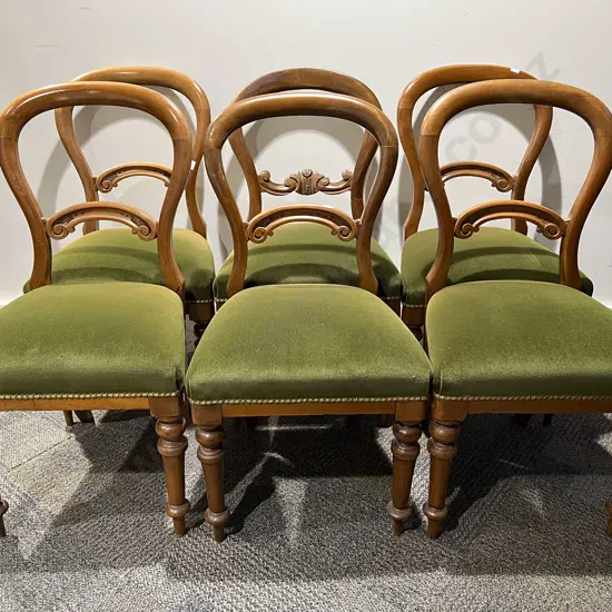Set of Six Victorian Balloon Back Dining Chairs